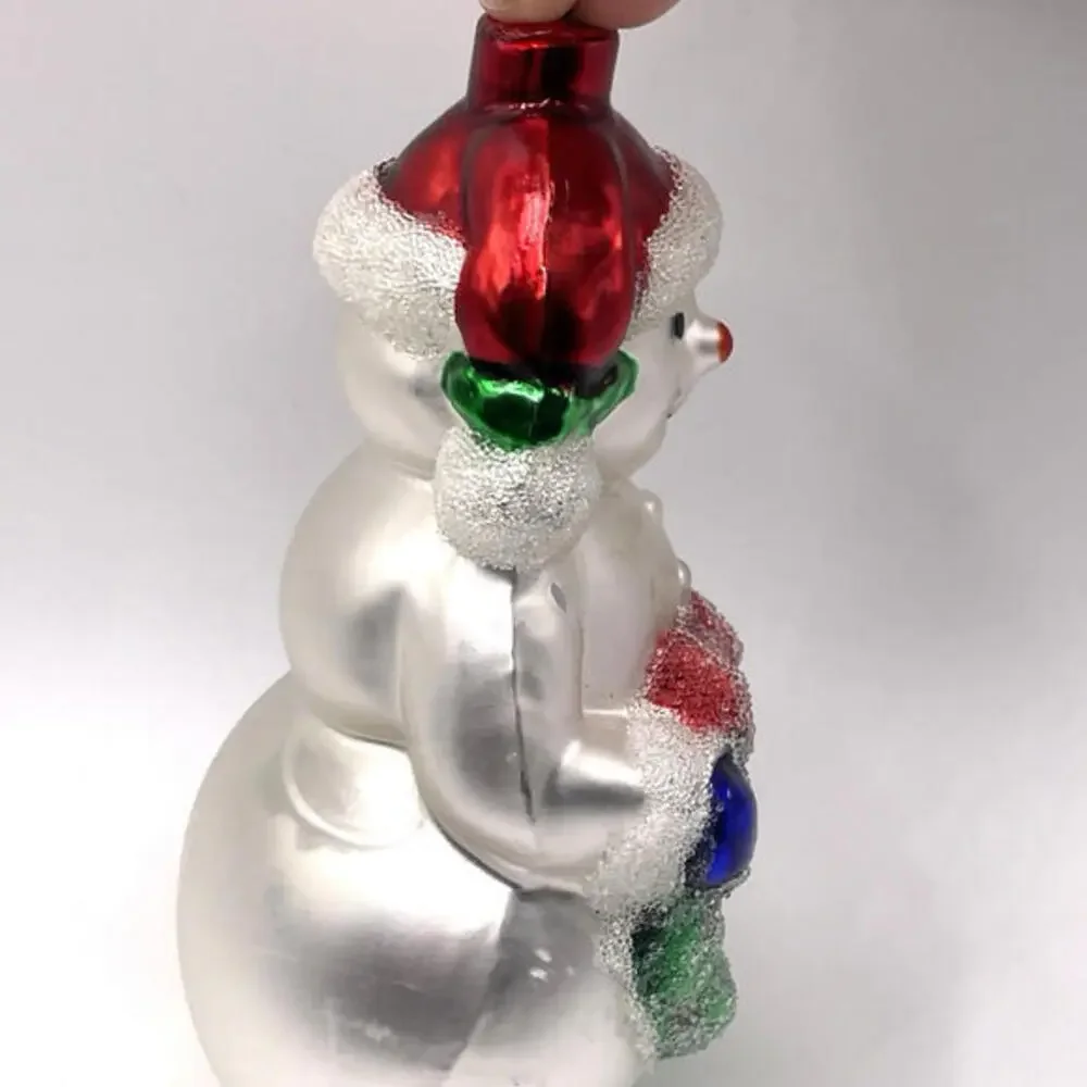 Snowman Wreath Gifts Glass Christmas Ornament 4